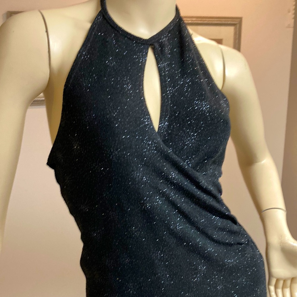 Evening black glitter maxi dress by Wendye Chaitin